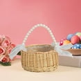 thumbnail image 5 of Mini Woven Wood Easter Basket with Handles, Beige, 7.87x6.49x3.74in, Decorative Storage for Party Favors and Small Items, 5 of 6