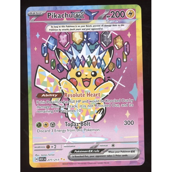 2026 Mega Evolution Ascended Heroes Pikachu ex Secret Rare 277/217 English Pokémon Trading Card