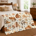 thumbnail image 6 of Mares And Foals Among Flowers And Bows, Cozy Flannel Blanket with Pastoral Watercolor Illustration Print, Housewarming Gift for Horse Family Enthusiasts, Home Decor for Bedroom and Living Room, 6 of 7