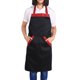 thumbnail image 2 of Delantal de cocina unisex negro con detalles en rojo, duradero, para chef de cafetería, para restaurantes y cocina casera, 2 of 7