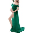 thumbnail image 2 of Vestido largo de maternidad con hombros descubiertos, elegante, con dobladillo suelto, vestido de mujer embarazada para sesión de fotos en tienda nupcial, 2 of 6
