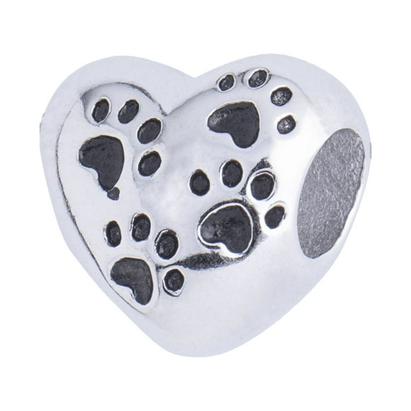 Charm para Pulsera LuckyLy Dije de Corazón Y Huellas de Perro Acero Inoxidable Modelo Dora Plateado UNITALLA