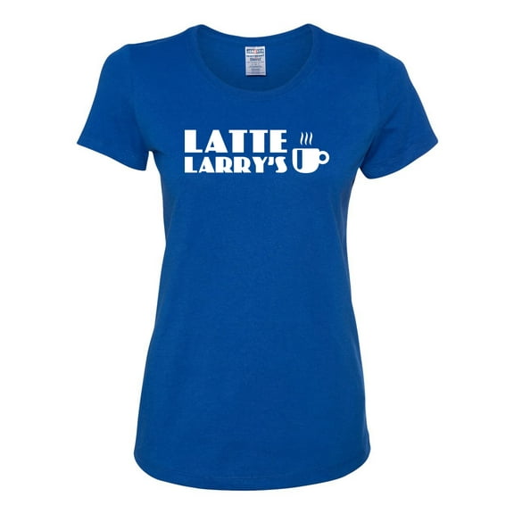 Latte Larry's California Coffee Shop Logo Pop Culture Womens Graphic T-Shirt, Royal, Small