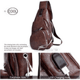 thumbnail image 4 of Arcticice PU Leather Sling Bag with Coin Purse for Men, Cross Body Bag with Earphone Hole USB Charging Port, Brown, 4 of 10
