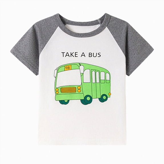 BOBOGOJP Toddler T-Shirts Boys Short Sleeve Tees Cotton Casual Graphic Crewneck Summer Top Grey for Size 2 Years