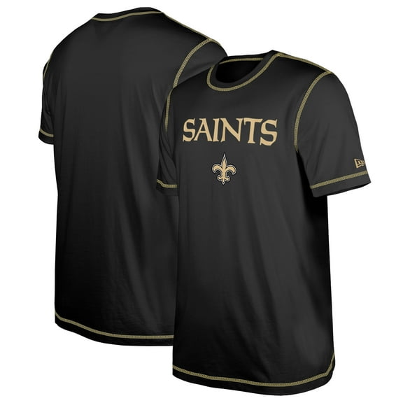 Men's New Era  Black New Orleans Saints Third Down Puff Print T-Shirt