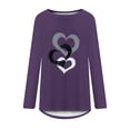 thumbnail image 4 of Scyoekwg Womens Long Sleeve Tunic Tops To Wear with Leggings Dressy Casual Tops Round Neck long Tops Lightweight Oversized Loose Blouse Valentine's Day Heart Print Shirts (#C01= Purple) XXL, 4 of 4