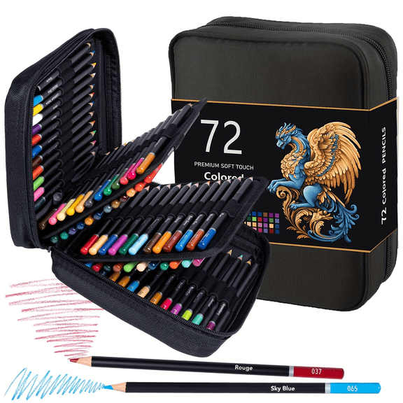 72 Colored Pencils for Adult Coloring, 72-Color Professional Soft Core Drawing Sketching Shading Pencils Set with Zipper Case, Coloring Pencils for Adults, Artists, Professionals and Colorists