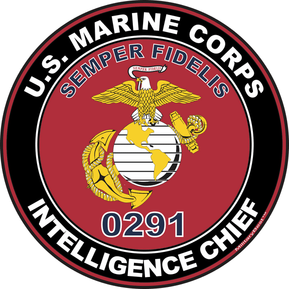 U.S.M.C. MOS 0291 Intelligence Chief Decal 3.8" - Red