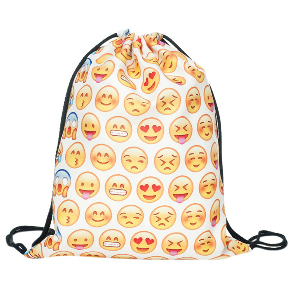 Girls Boys Children PE Kit Drawstring Bag Duffel Gym Bag String Emoji Gymsack 