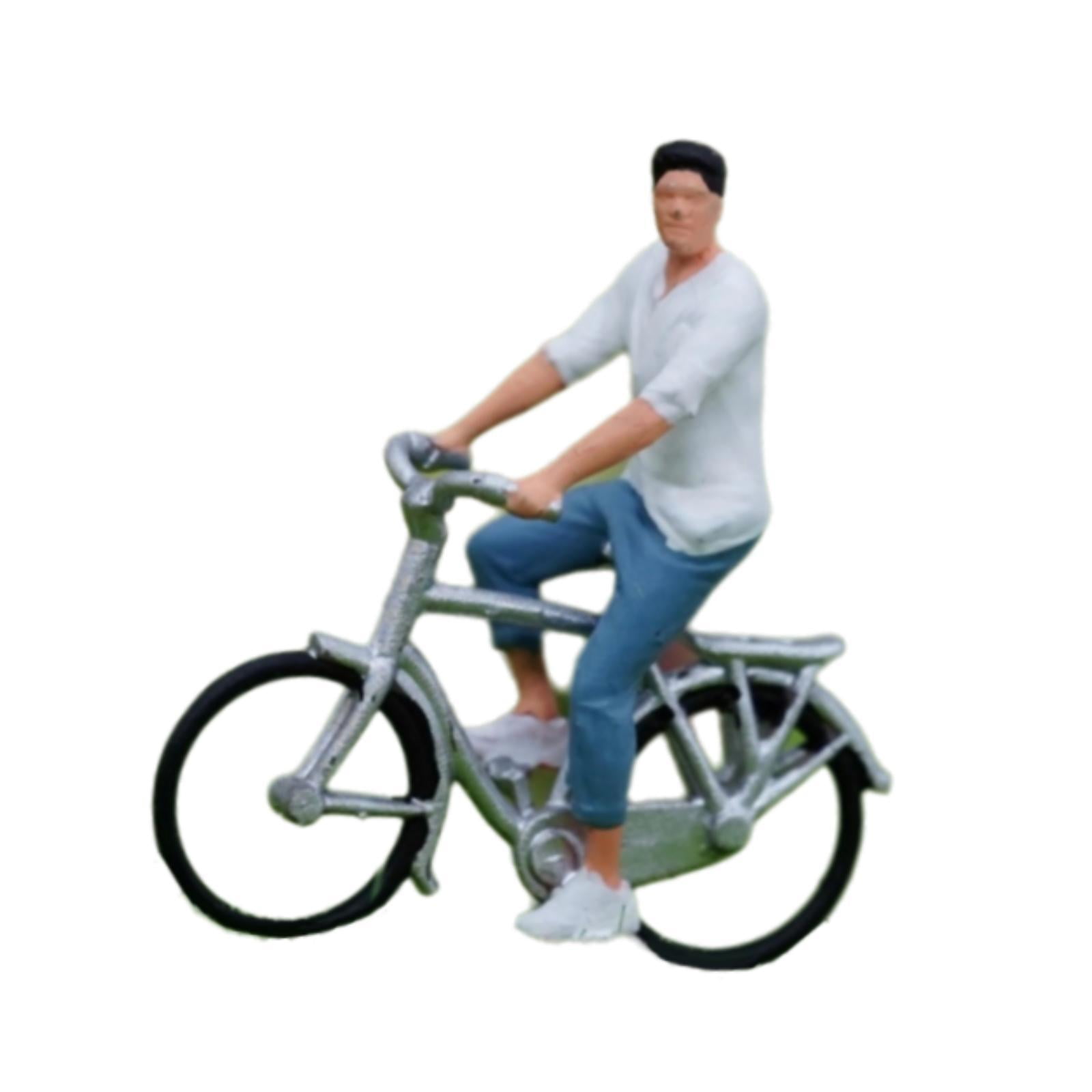 JWQFBC 1:64 People with Bike DIY Crafts Sand Table Ornament Miniature Biker for Diorama man
