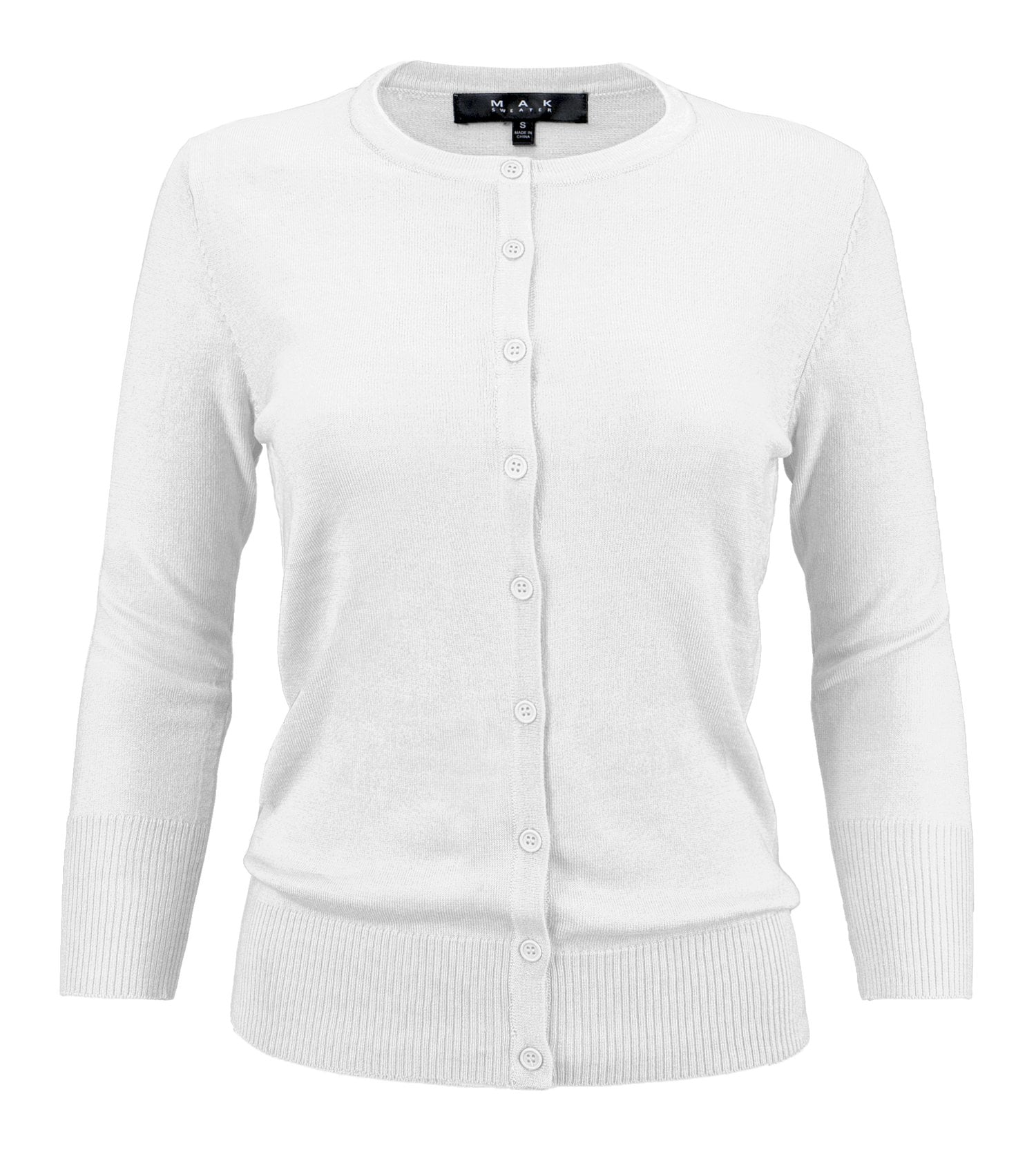 FLORIA Womens Button Down 3/4 Sleeve Crew Neck Cotton Knit Cropped Cardigan Sweater S-3X