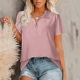 thumbnail image 4 of Giftesty Womens Plus Size Clearance Women Casual V-Neck Short Sleeve Solid Colour Zipper Pullover Blouse T-Shirt Tops Loose, 4 of 9