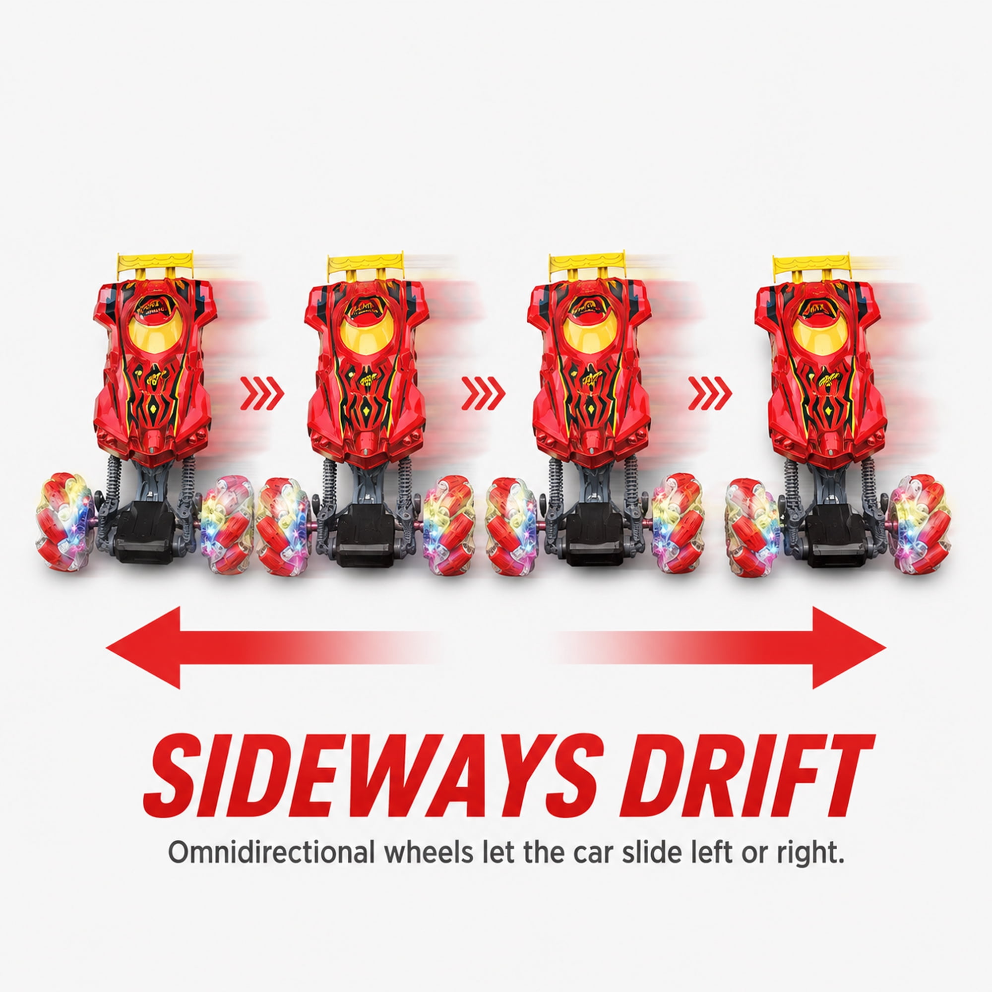 Remote Control Stunt Car for Kids, 1:16 4WD RC Monster Truck with 360° Spin, Sideways Drift, Omnidirectional Wheels