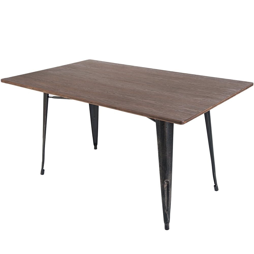 Kepooman Antique Style Rectangular Dining Table with Metal Legs for Kitchen, 59"L x 36"W x 30"H, Black Kepooman Antique Style Rectangular Dining Table with Metal Legs for Kitchen, 59"L x 36"W x 30"H, Black