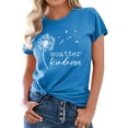 thumbnail image 3 of Xuanfei Women Dandelion Letter Print Round Neck Short Sleeve Summer T-shirt, 3 of 7