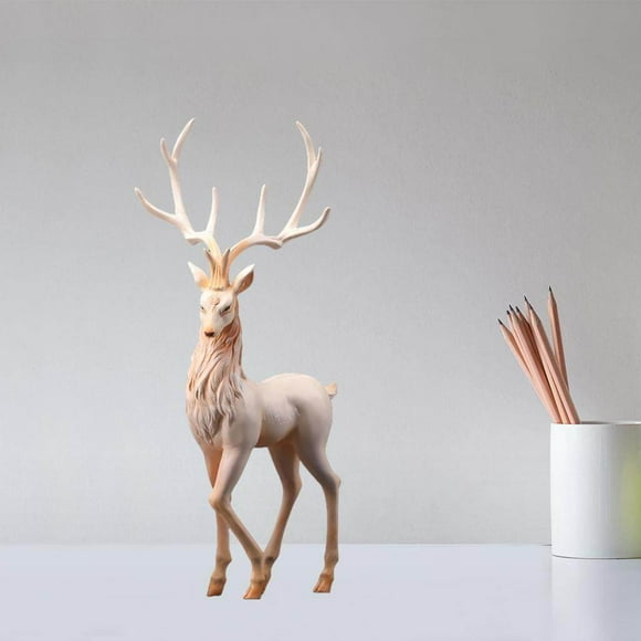 kurtrusly Deer Decoration Collectible Home Office Reindeer Ornaments Standing Figurine Deer Figurine Red