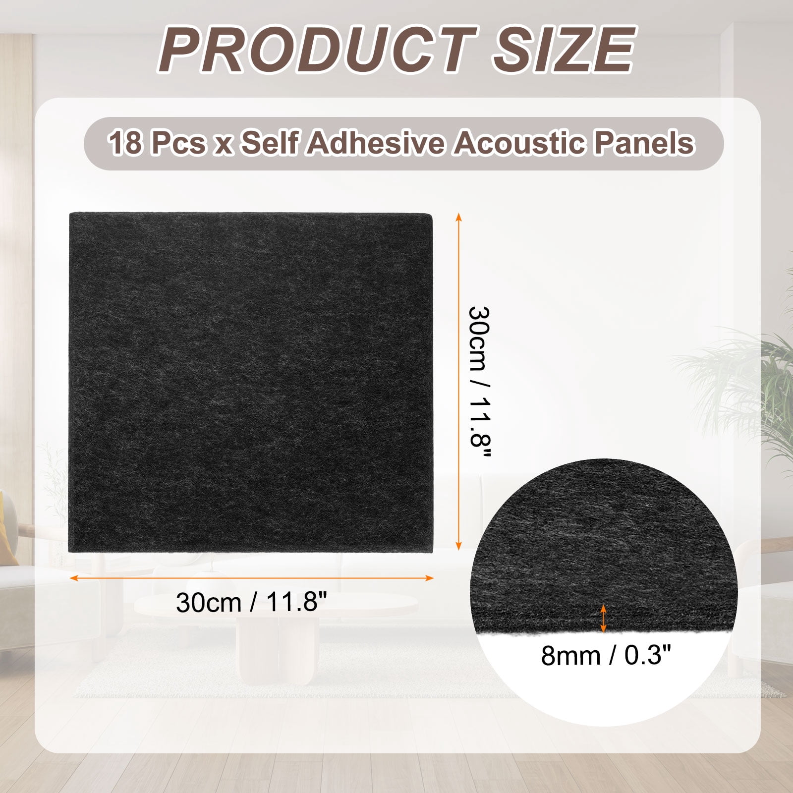 Uxcell 18pcs Acoustic Panels 11.8" x 11.8" x 0.3" Square Self Adhesive Sound Proof Wall Panels High Density Sound Deadening Foam Panel for Home Office Recording Room Studio, Black