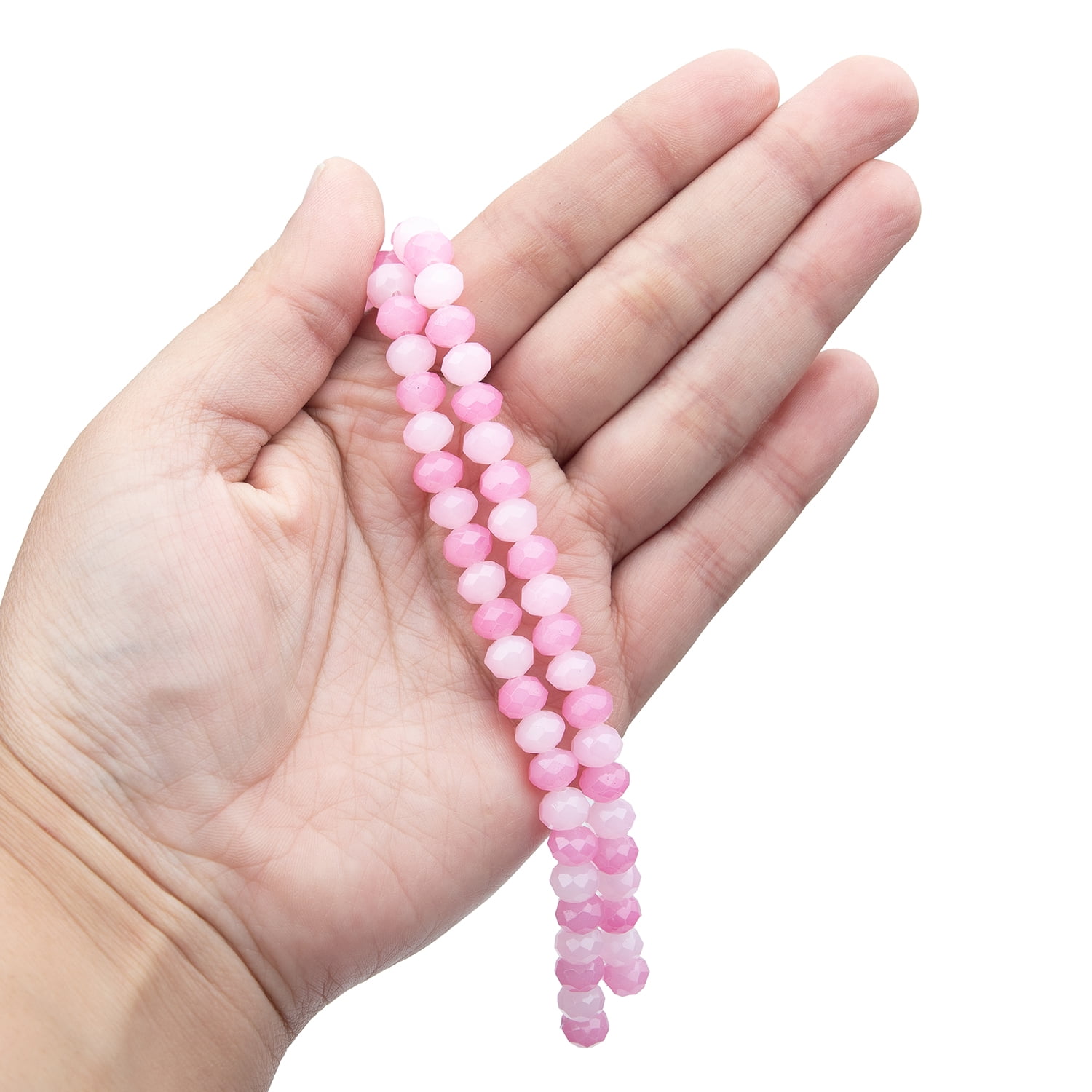 (2 pack) Cousin DIY 2-Strand Pink Mix 8mm Glass Rondelle Beads, 14 in, 58 Piece, Adult