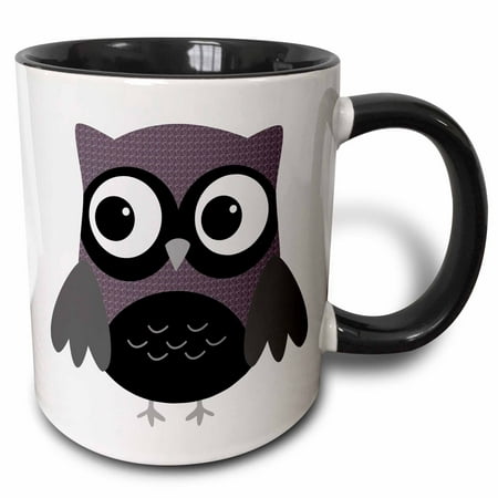 

3dRose Cute Purple Pattern Owl - Two Tone Black Mug 11-ounce