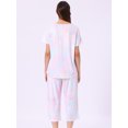 thumbnail image 4 of DARING DIVA Women's Short Sleeve Tie Dye Capri Pants with Pockets Loungewear M Pink, 4 of 7