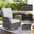 thumbnail image 6 of Patiobula Outdoor Patio Swivel Glider Chair Set of 2,All-Weather Rattan Swivel Rocking Lounge Chair with Removable Cushions for Patio Porch Pool,Gray/Beige, 6 of 11
