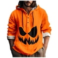 thumbnail image 1 of Chemise Décontractée Imprimée Halloween pour Hommes Col Rond Boutonnée Design Taches de Sang Manches Longues Grande Taille Haut Confortable Élégant, 1 of 5
