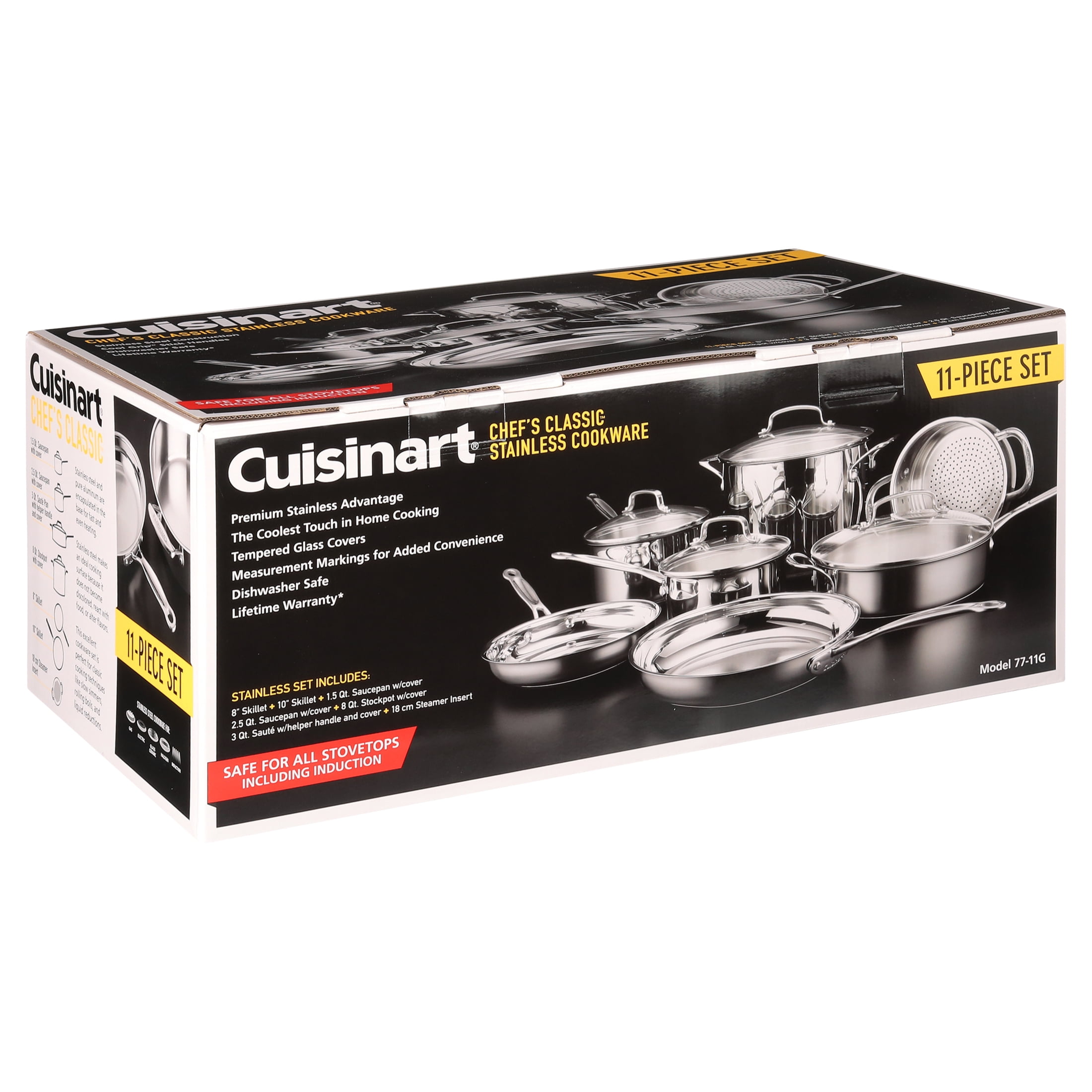 Cuisinart 77-11G 11-Piece Chef's Classic Cookware Set, Stainless Steel
