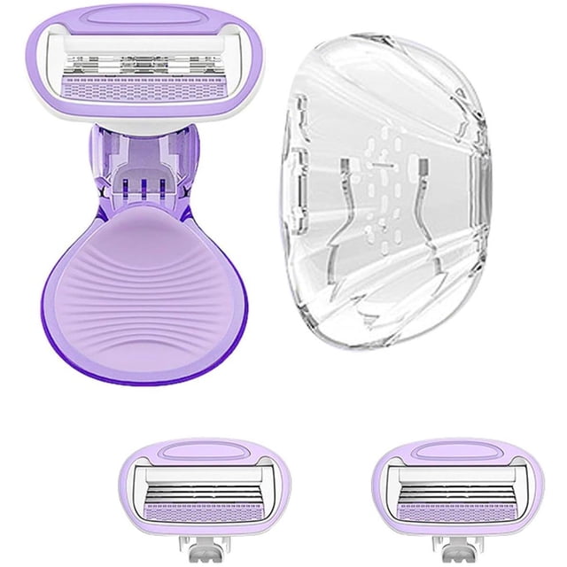 Ensemble de Rasage - 1 mini Rasoir + 2 Lames de Rechange - Étui de Rangement Inclus - Convient aux Peaux Sensibles - Parfait pour la Plage, les Vacances et le gym