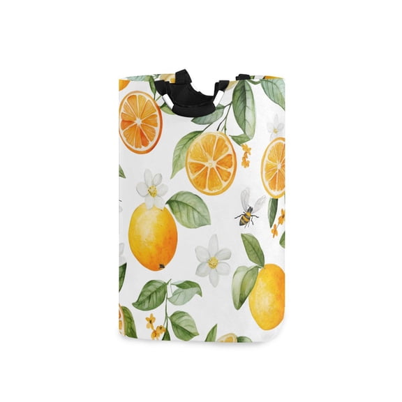 Yayeee Freestanding Laundry Hamper with Handle Collapsible Large Storage Basket for Clothes, Orange Bees