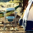 thumbnail image 6 of Folding Medical Bedside Commode with Removable Bucket - Portable Camping Toilet Chair with Armrests and Backrest - Stainless Steel, 6 of 7