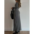 thumbnail image 4 of Women Off the Shoulder Long Dress Elegant Long Sleeve High Slit Bodycon Maxi Dress Club Streetwear, 4 of 6