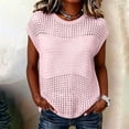 thumbnail image 3 of Miluxas Womens Summer Tank Tops Crochet Hollow Out Round Neck Pullover Tops Lightweight Loose Sleeveless Sweater Shirts Beach Cover Ups Pink, 3 of 4