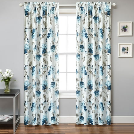 Mainstays Modern Floral Warwick Curtain Panel, Set of 2