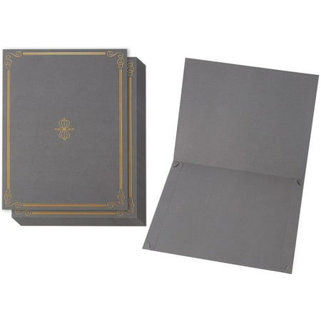 Best Paper Greetings Award Certificate Holders - Letter Size, Grey, Pack of 12, Pocket Style - Grey Folders with Gold Trim & Document Sleeve - Diploma Cover & Presentation Portfolio