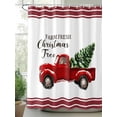 thumbnail image 2 of Red Truck Christmas Shower Curtain Set, Waterproof Shower Curtains for Bathroom, Xmas Tree Snowflake Striped Washable Fabric Cloth Bath Curtain for Bathtub Decoration with Hooks 60x72 Inches, 2 of 6