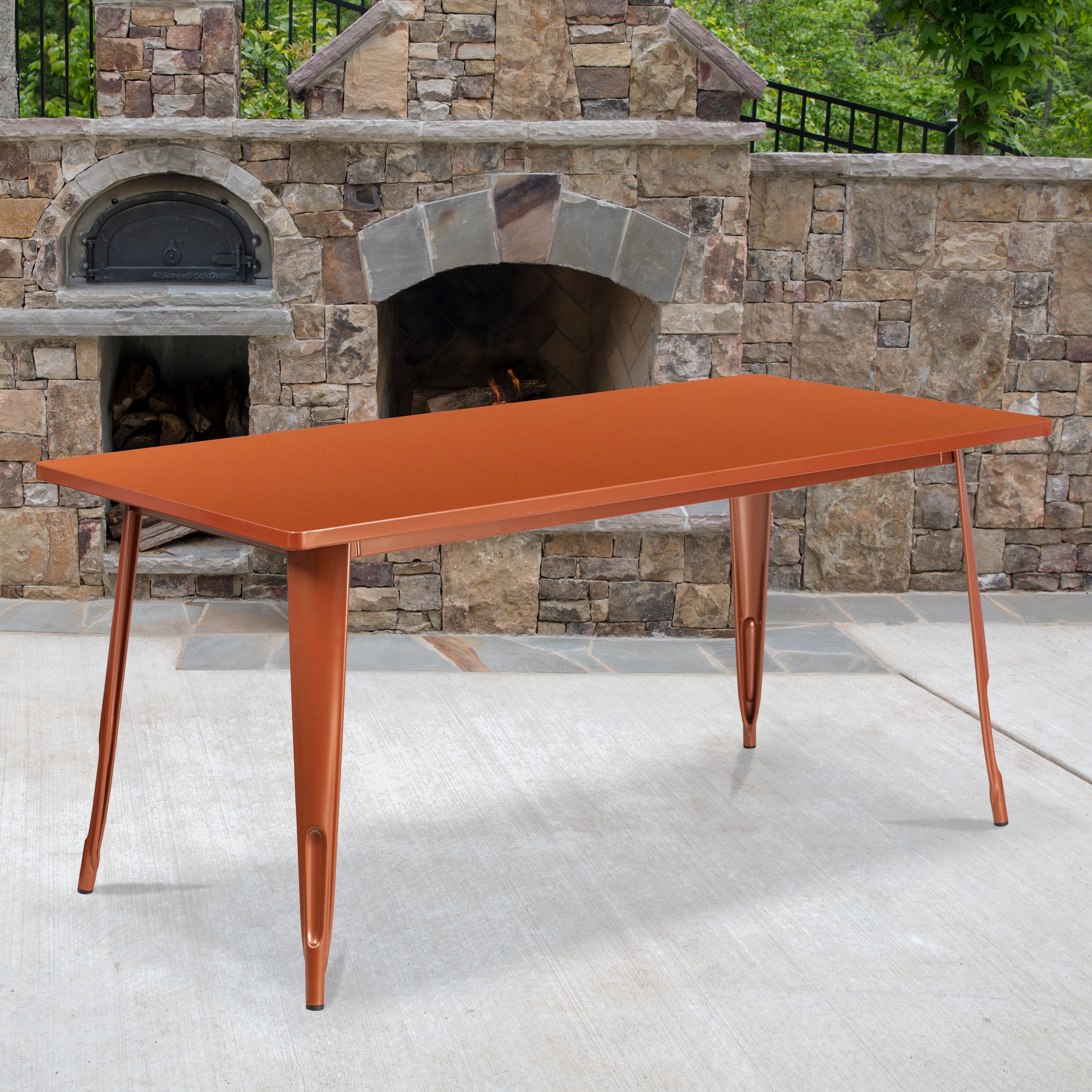 Flash Furniture Commercial Grade 31.5 x 63 Rectangular Copper Metal Indoor-Outdoor Table