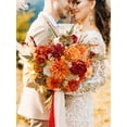 thumbnail image 3 of Flores Artificiales Serwalin Naranja Borgoña Decoración de Otoño, 3 of 8