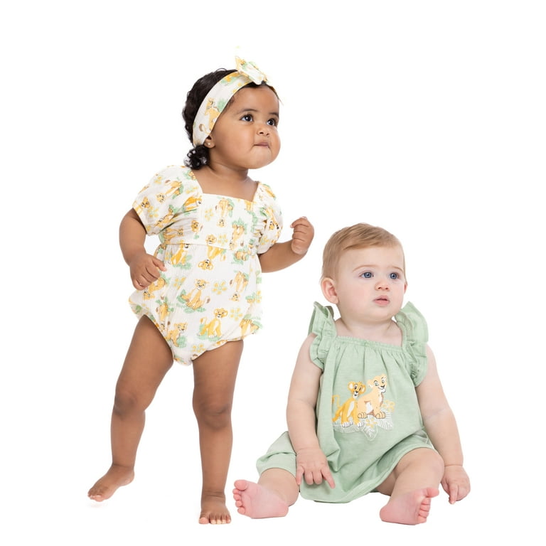 The Lion King Baby Girl Sundress Romper and Diaper Cover Outfit Set with Headband Sizes 0 3M 24M Walmart