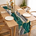 thumbnail image 3 of Green Marble Table Runner - 36 Inch Long, Kitchen Dining Table Runner Dresser Scarves, Grey Gold Texture Vintage Farmhouse Art Farmhouse Decor for Coffee Tables Wedding Party Banquet, 3 of 8