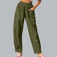 thumbnail image 2 of Akafmk Womens Cargo Pants,Hiking Pants for Outdoor,High Waist Drawstring Wide Leg Pants Solid Color Long Trousers Outdoor Lightweight Baggy Relaxed Fitting Travel Work Trousers with Pockets, 2 of 5