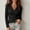 Black, variant on Solid Long Sleeve Shirts For Women Pullover V-Neck Wrap Cotton Blend Ruched Stretch Casual Brown