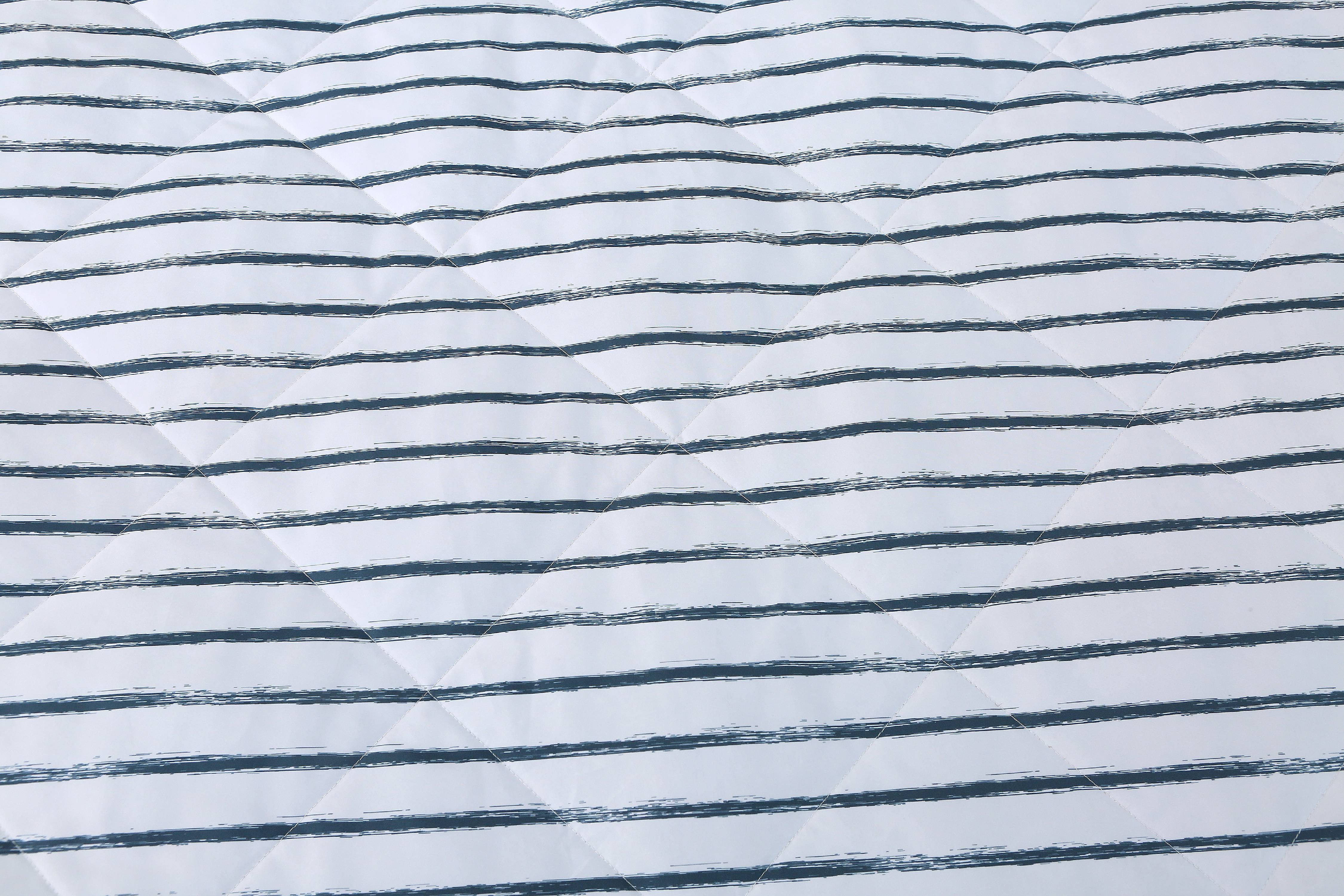 St. James Home Soft Cover Nano Feather Filled Blanket, White/Navy Stripes, King
