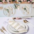thumbnail image 2 of Beige Stripe Cloth Napkins, Vintage Country Geometric Linen Texture Washable and Reusable Dinner Napkins Set of 8, Table Napkin for Kitchen Party Birthday Wedding Hotel Housewarming 20"x20", 2 of 8