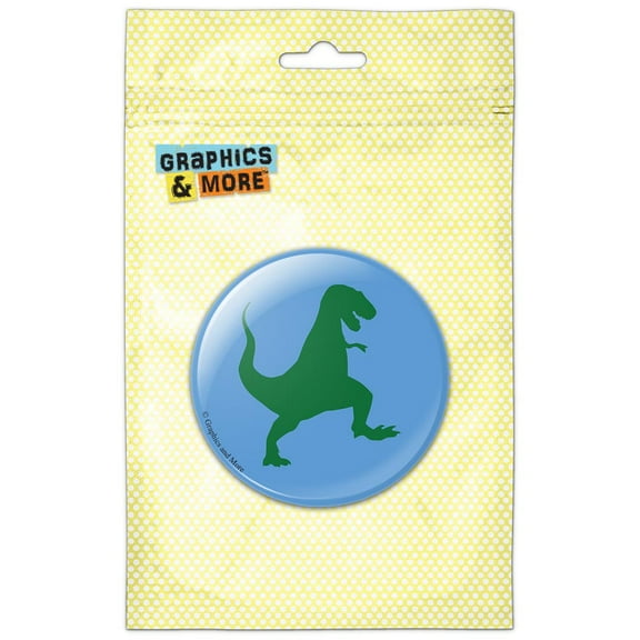 Tyrannosaurus Silhouette Green on Blue Pinback Button Pin Badge