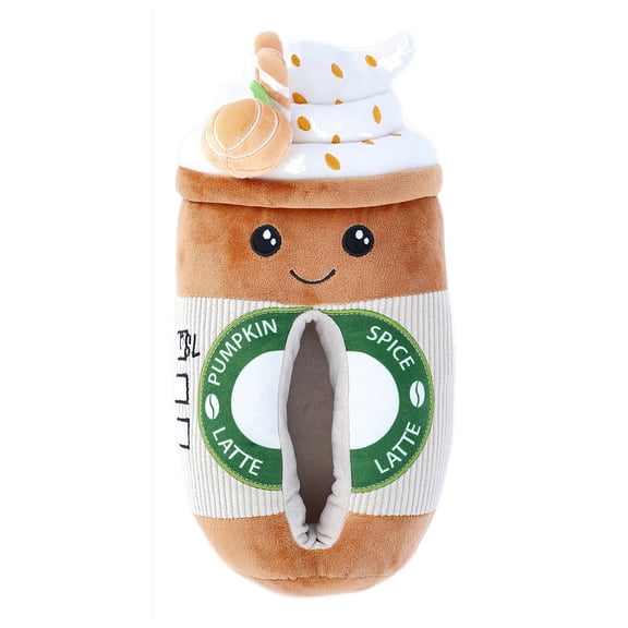 Feetmoji Women's Pumpkin Latte Plush Slippers