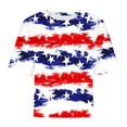 thumbnail image 3 of Cavosen American Flag Shirt Women Petite 4th of July Short Sleeve Round Neck Shirts USA Star Striped Print Shirts Lady XL Red White and Blue Casual Tops Patriotic Tunic Tees 2025 Patriotic Blouses, 3 of 4