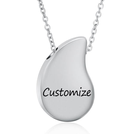 Teardrop Urn Necklaces for Ashes for Women Men Cremation Jewelry Memorial Locket Pendant Necklace Keepsake Urn for Human / Pet Ashes