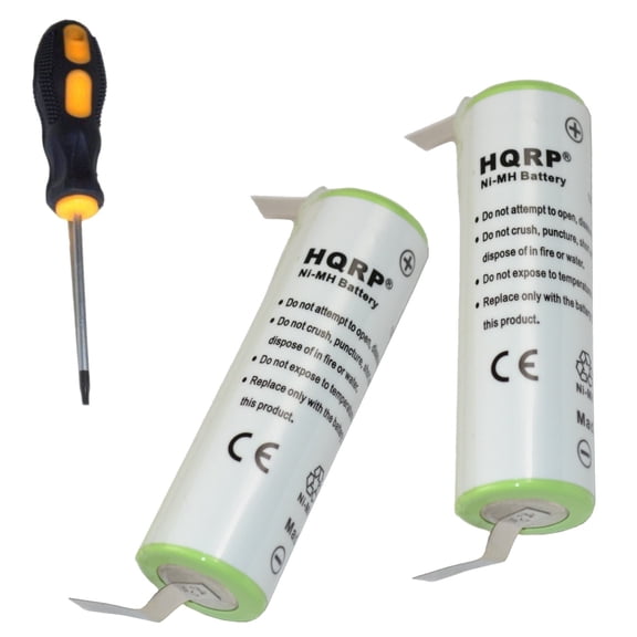 HQRP 2-Pack Batteries for Braun 5520 5525 5526 SmartControl Sportive Model 4875, 4876 Type 5742, Remington HC5750 BTE-AA-TX2 DA307 Shaver   Screwdriver