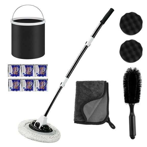 Telescopic Car Wash Brush with 43" Aluminum Alloy Long Rod Wash Mop For Washing Caravan Van RV